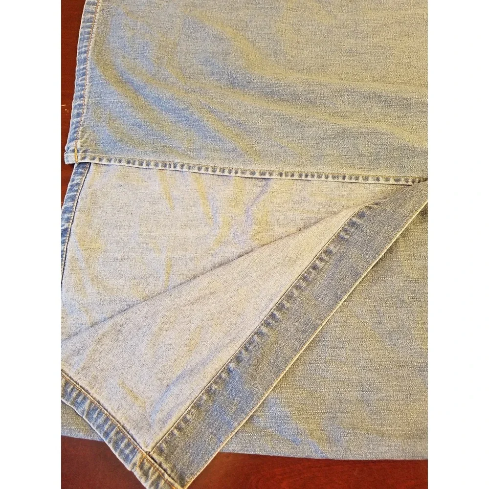 Eddie Bauer Denim  Skirt Size 10  Long Maxi Modest Blue Back Slit‎